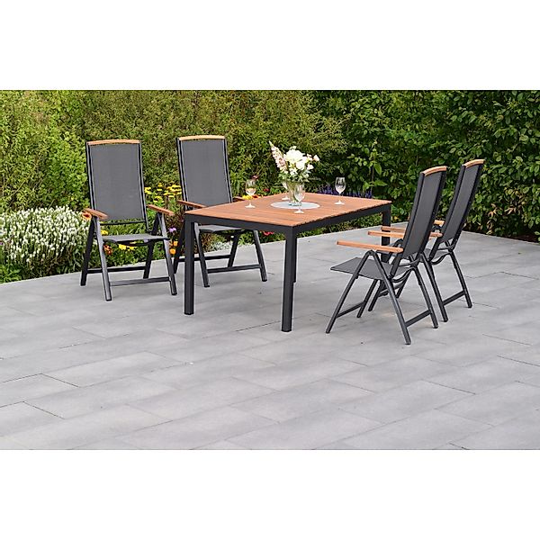 Merxx Gartenmöbelset Siena 5tlg. inkl. Klappsessel u. Tisch 150 x 90 cm günstig online kaufen