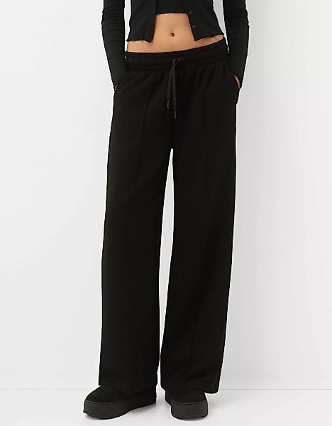 Bershka Soft-Wide-Leg-Hose Damen S Schwarz günstig online kaufen