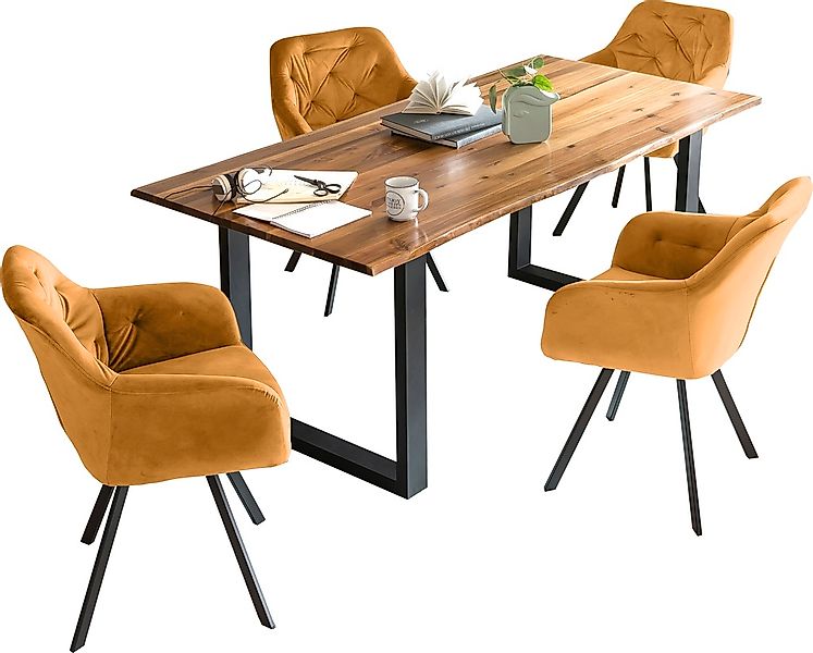 SalesFever Essgruppe, (Set, 5 tlg.), Stühle mit 360° Drehplatte, Tischplatt günstig online kaufen
