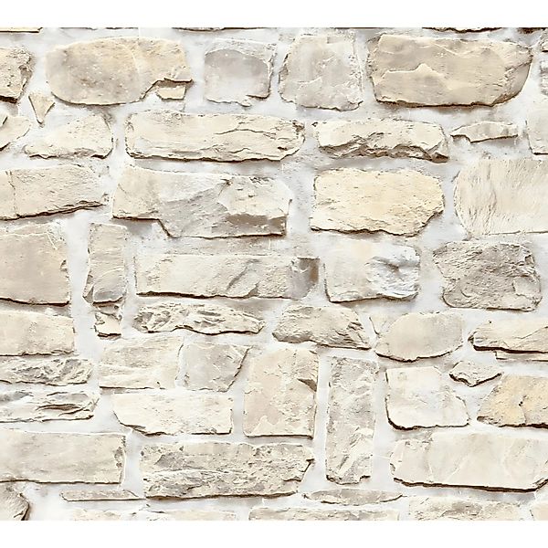 PROFHOME 363703-GU Stein Kacheln Tapete Steinoptik Matt Beige Gelb 0,53 m x günstig online kaufen