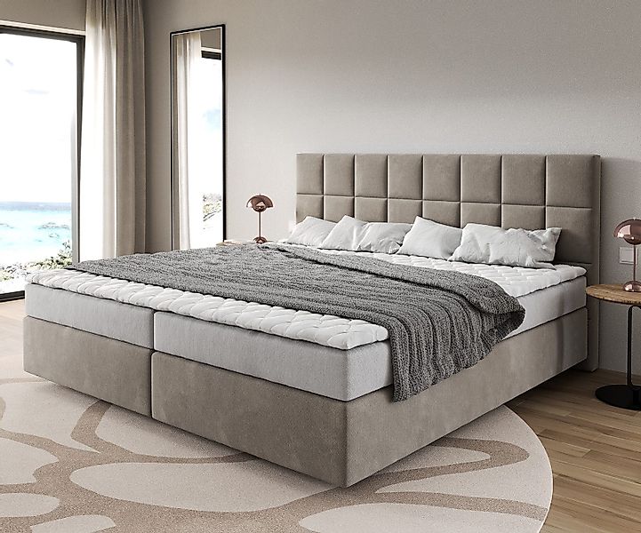 DELIFE Boxspringbett Dream-Fine, Mikrofaser Beige 200x200 günstig online kaufen
