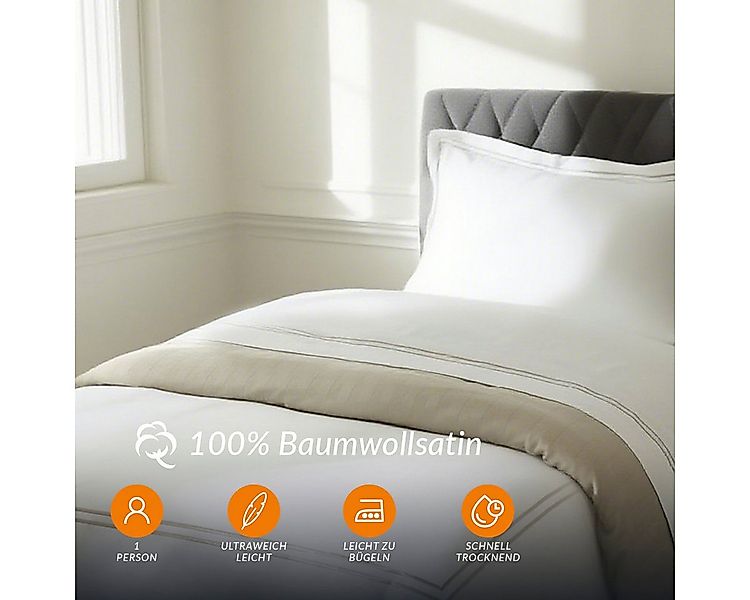 Pure cottom Bettwäsche Baumwoll-Satin Bettwäsche taupe/weiß, Baumwoll-Satin günstig online kaufen