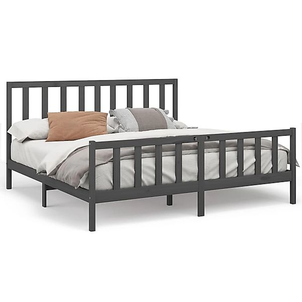vidaXL Massivholzbett Grau Kiefer 200x200 cm1157230 günstig online kaufen