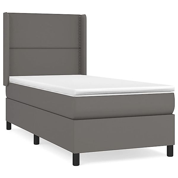 vidaXL Boxspringbett mit Matratze Grau 80x200 cm Kunstleder1466334 günstig online kaufen