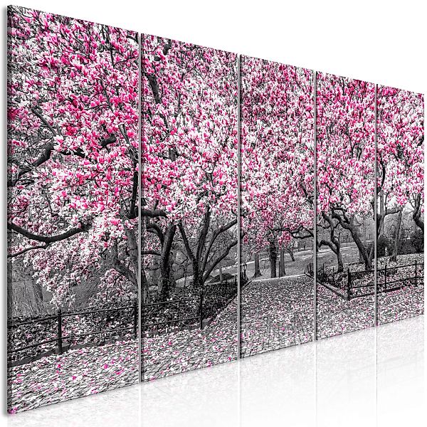 Wandbild - Magnolia Park (5 Parts) Narrow Pink günstig online kaufen