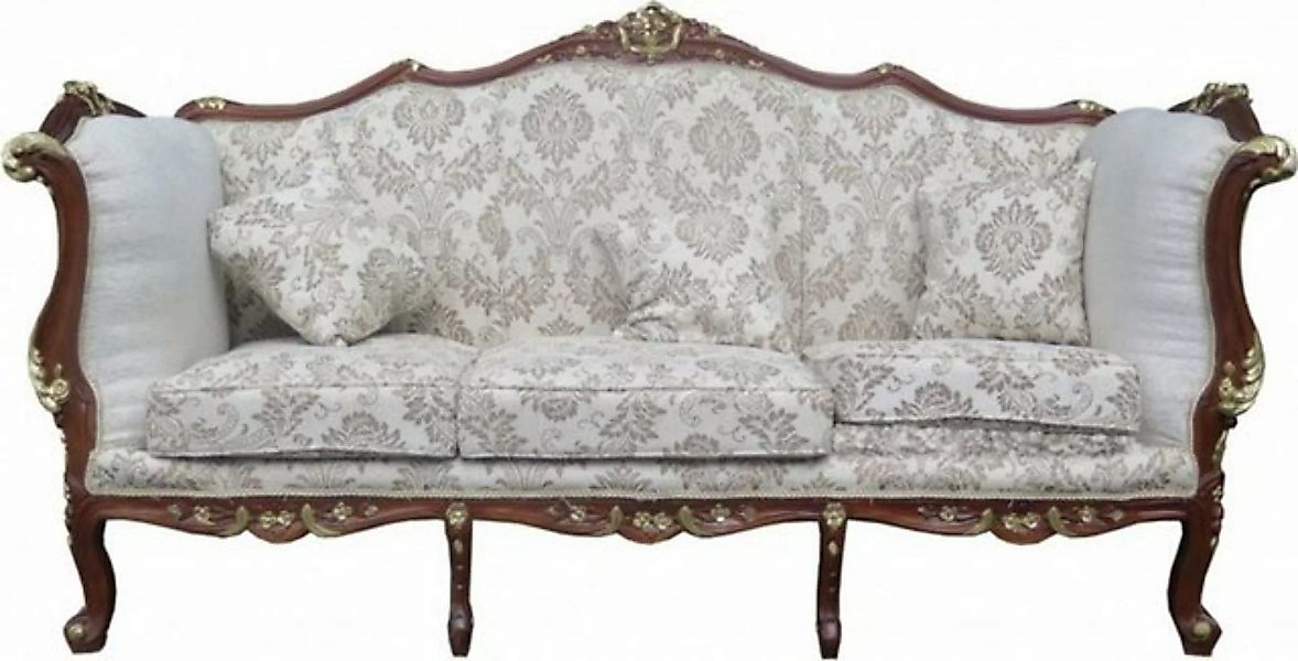 Casa Padrino 3-Sitzer Barock 3-er Sofa Creme / Braun / Gold Mod2 - Möbel An günstig online kaufen