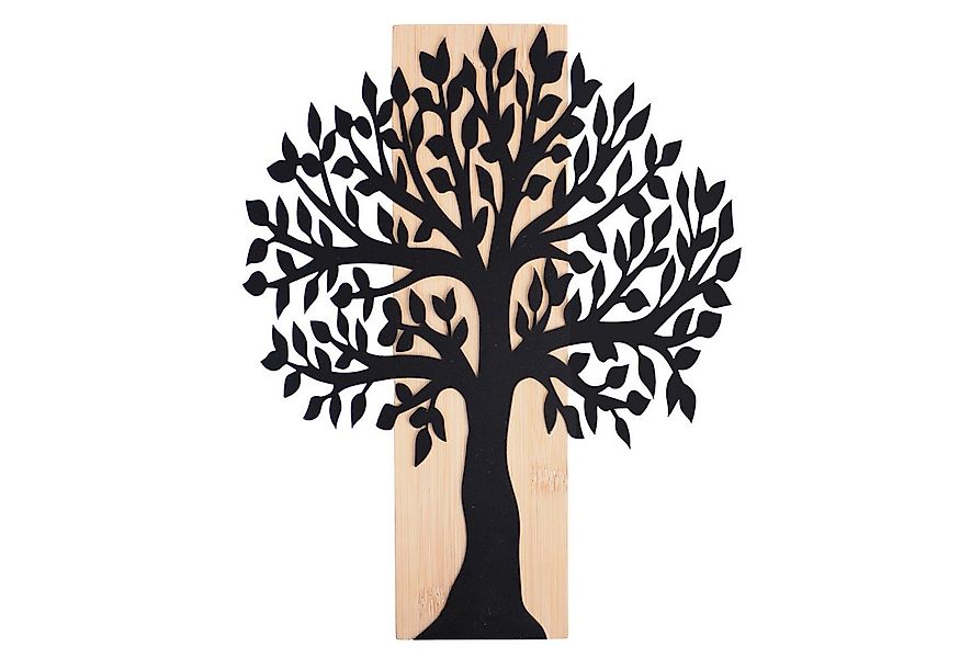 UNUS HOME Dekohänger Aufhänger Metallbaum Schwarz Bambusbrett groß (Wanddek günstig online kaufen