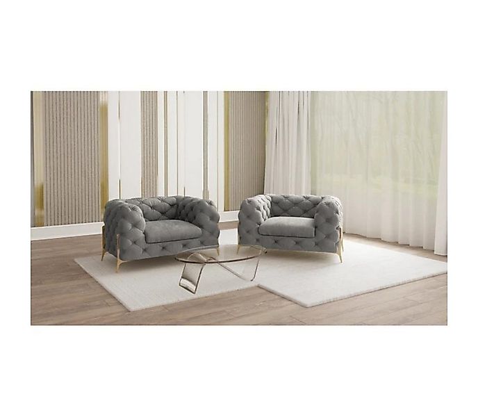 S-Style Möbel Chesterfield-Sessel Ashley mit Goldenen Metall Füßen, mit Wel günstig online kaufen