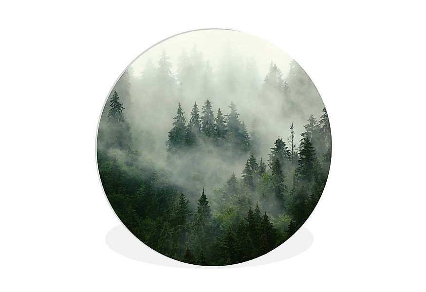 MuchoWow Gemälde Wald - Nebel - Bäume - Natur, Fotodruck (1 St), Kreis Wand günstig online kaufen