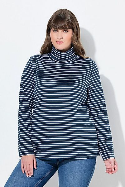 Ulla Popken T-Shirt Shirt gerippt Slim Rollkragen Langarm Biobaumwolle günstig online kaufen