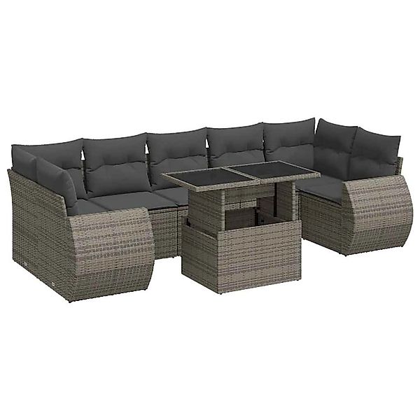 vidaXL 8-Tlg Garten-Sofagarnitur mit Kissen Grau Poly Rattan 3326601 günstig online kaufen