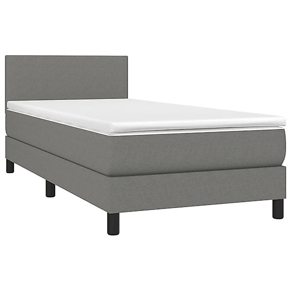 vidaXL Boxspringbett mit Matratze & LED Dunkelgrau 90x200 cm Stoff 3132966 günstig online kaufen