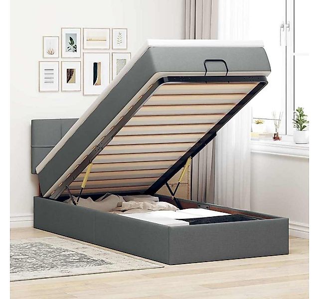 vidaXL Bett, Ottoman-Bett mit Matratze Dunkelgrau 90x190 cm Stoff günstig online kaufen