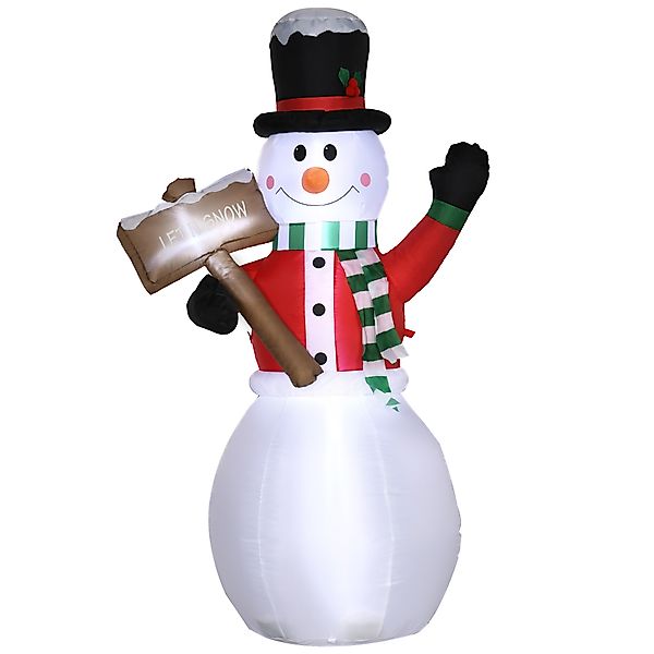 Outsunny aufblasbarer Schneemann 180 cm mit LED Licht und Schild, IP44, per günstig online kaufen