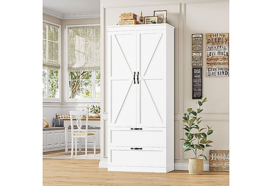 HOMECHO Küchenbuffet mit 2 Türen und 2 Schubladen und Verstellbare Ablage günstig online kaufen