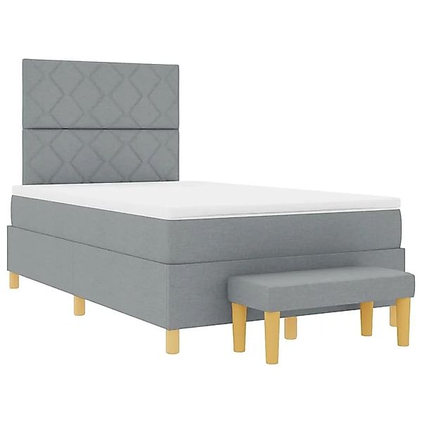 vidaXL Boxspringbett mit Matratze Hellgrau 120 x 200 cm Stoff 3344366 günstig online kaufen