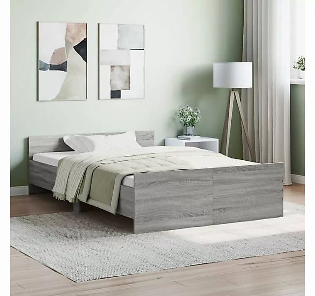 furnicato Bett Bettgestell mit Kopf- und Fußteil Grau Sonoma 120x200 cm günstig online kaufen