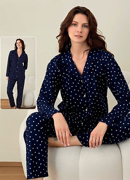 fashionshowcase Pyjama Damen Schlafanzug Set Baumwolle günstig online kaufen