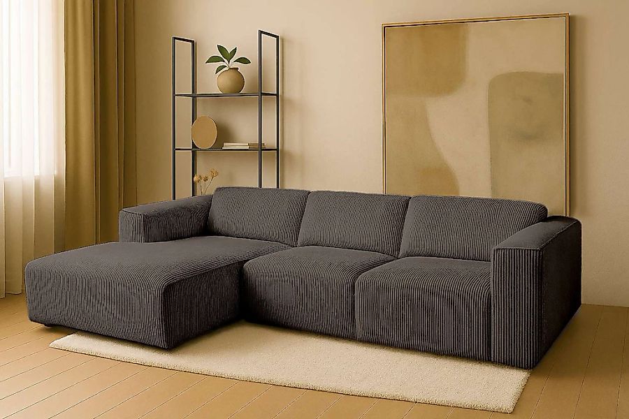 andas Ecksofa "Noord", L-Form, mit Kedernaht, Breite 281 cm, Cord, Struktur günstig online kaufen