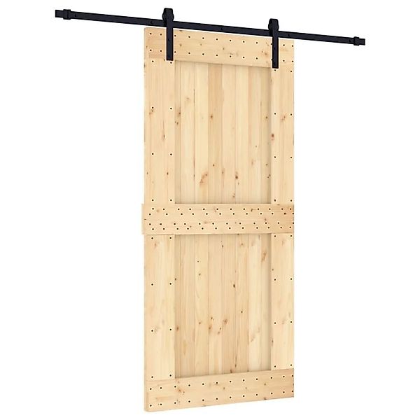 vidaXL Schiebetür mit Beschlag 95x210 cm Massivholz Kiefer 3202996 günstig online kaufen