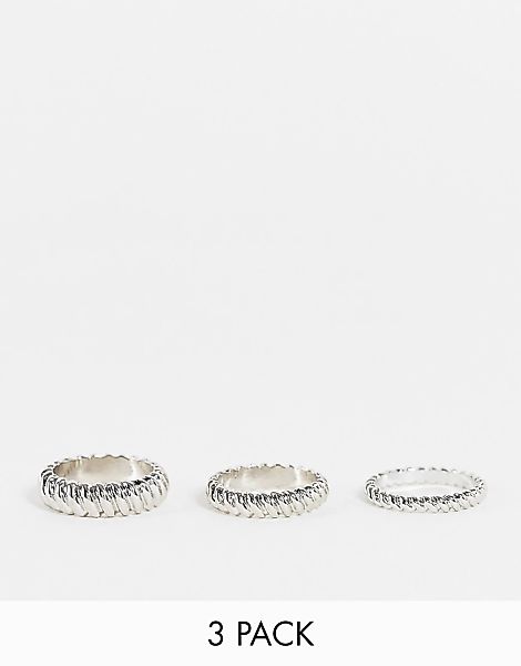 ALDO – Acardotlan – Set mit drei silberfarbenen Ringen mit verdrehtem Desig günstig online kaufen