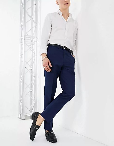 French Connection – Schmale, einfarbige Anzughose-Blau günstig online kaufen