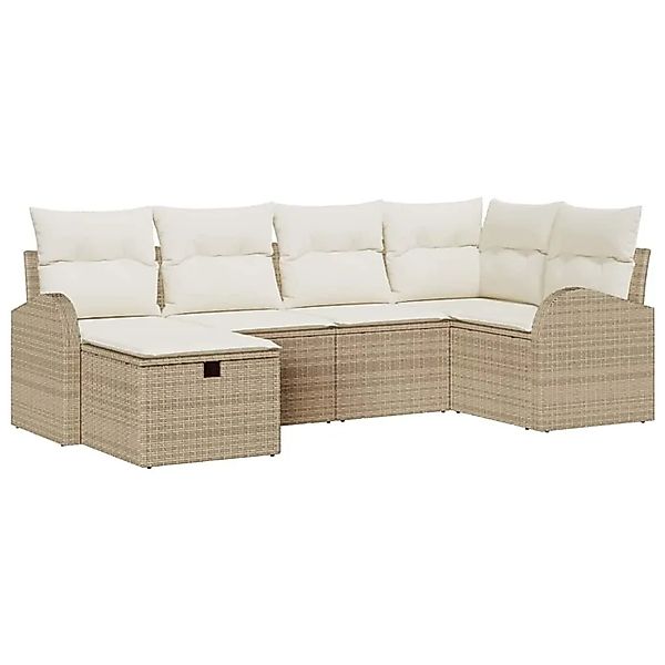 vidaXL Sofa Set mit Kissen mit Speicher Beige und Creme Poly-Rattan 3359080 günstig online kaufen