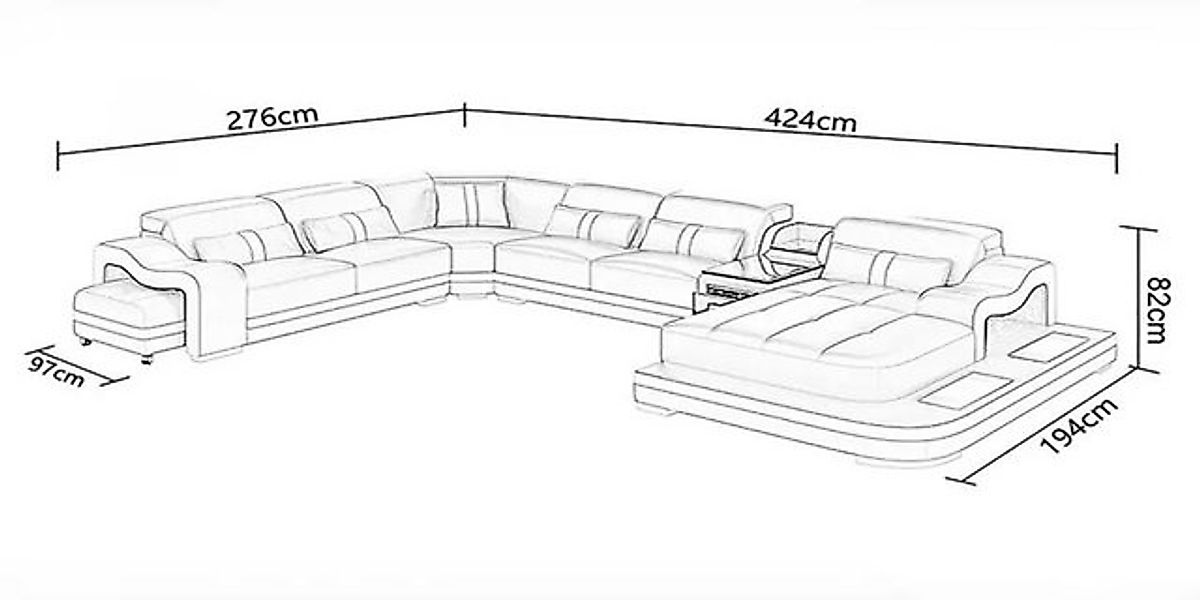 Xlmoebel Ecksofa Modernes Ecksofa in U-Form für das Wohnzimmer - Designer C günstig online kaufen