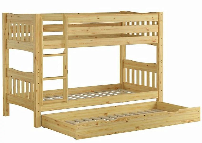 Erst-Holz® Etagenbett 90x200 Kiefer massiv mit Rollrosten+Gästebettkasten n günstig online kaufen