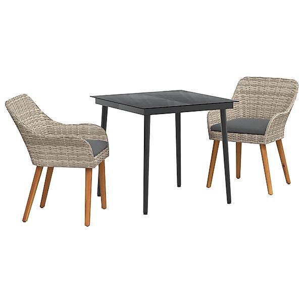 vidaXL Essgruppe 3-Tlg Hellgrau Poly Rattan 3261705 günstig online kaufen