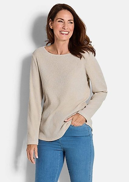GOLDNER Langarmshirt Kurzgröße: Jersey-Shirt in Krepp-Optik günstig online kaufen