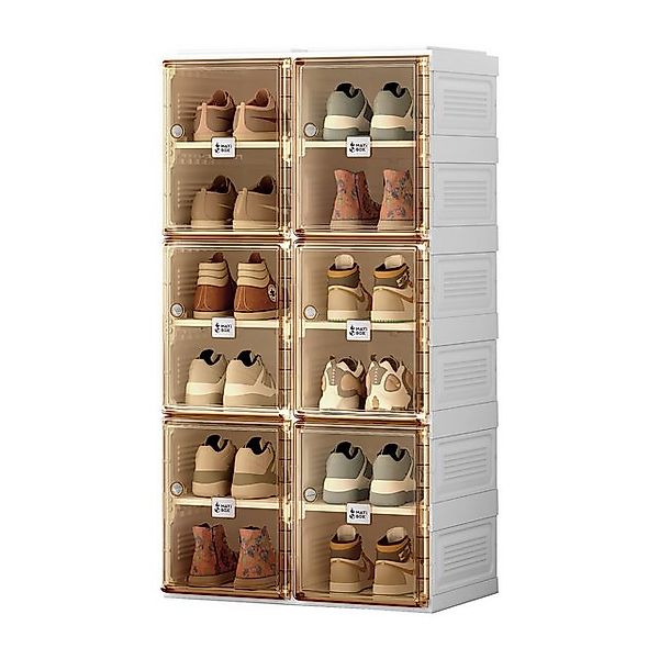 OKWISH Schuhschrank Tragbarer Schuhschrank (2-St., 53x99x34cm Braun+Weiß) S günstig online kaufen