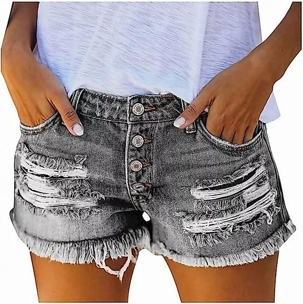 FIDDY Jeansshorts Damen Jeansshorts Sommer Jeans Zerrissen Loch Hotpants St günstig online kaufen