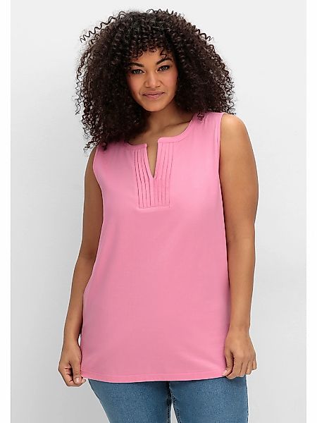 Sheego Tanktop "Große Größen", aus Jersey, mit Biesen am Ausschnitt günstig online kaufen