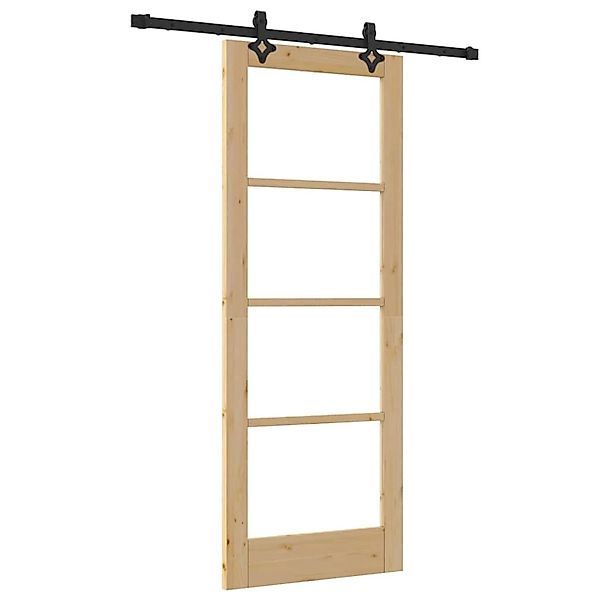 vidaXL Schiebetür Braun 78 x 202 cm Holz und Metall 3332271 günstig online kaufen