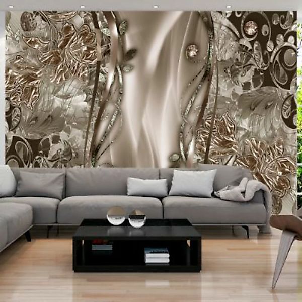artgeist Fototapete Floral Curtain (Beige) braun/beige Gr. 400 x 280 günstig online kaufen