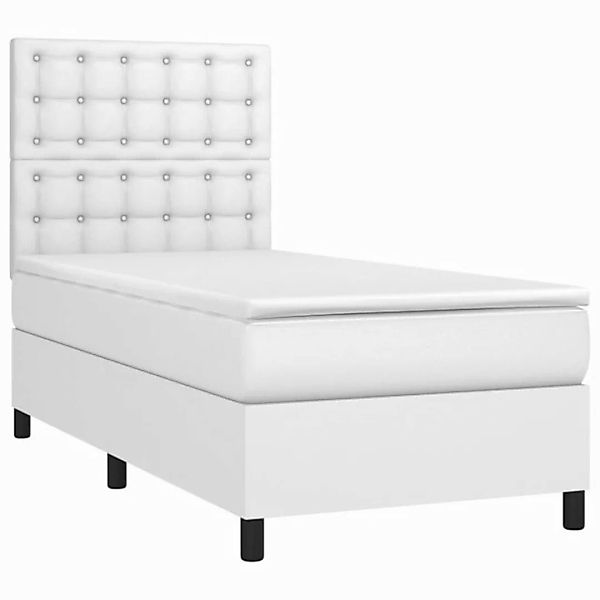 vidaXL Bett Boxspringbett mit Matratze Weiß 80x200 cm Kunstleder günstig online kaufen