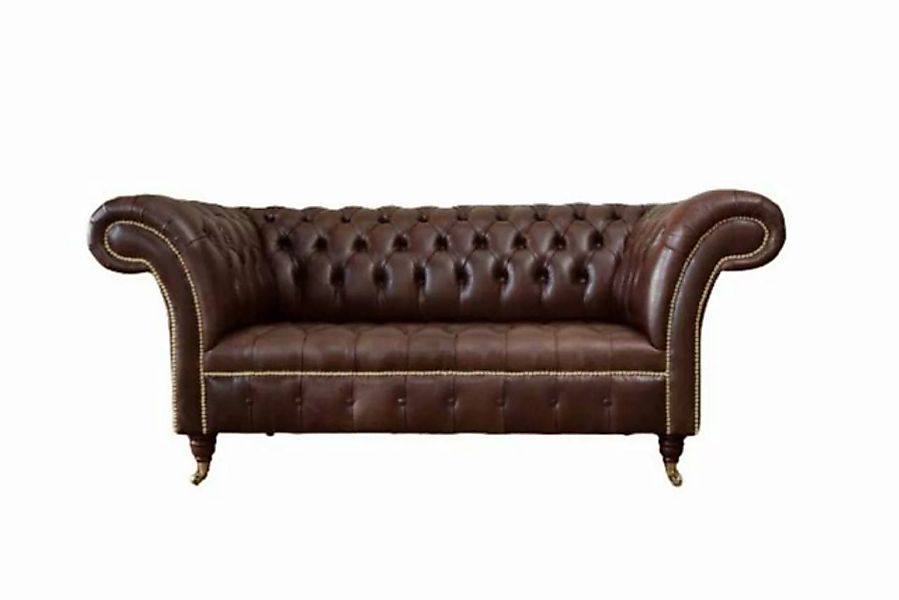 JVmoebel 2-Sitzer Sofa 2 Sitzer Couch Polster Braun Chesterfield 100% Leder günstig online kaufen