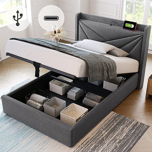 STILVORA Polsterbett 90x200 Stauraumbett Jugendbett mit günstig online kaufen