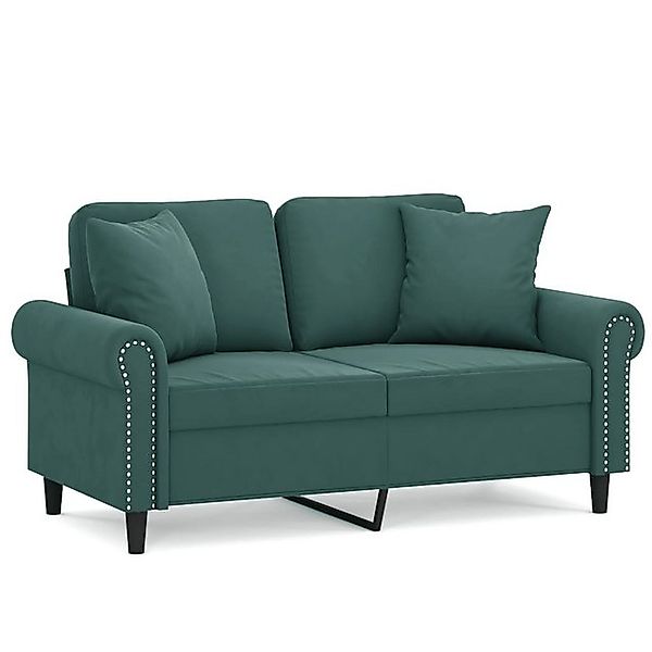 vidaXL Sofa, 2-Sitzer-Sofa mit Zierkissen Dunkelgrün 120 cm Samt günstig online kaufen