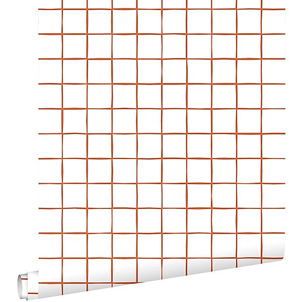 ESTAhome Tapete Karomuster Orange und Weiß 50 x 900 cm günstig online kaufen