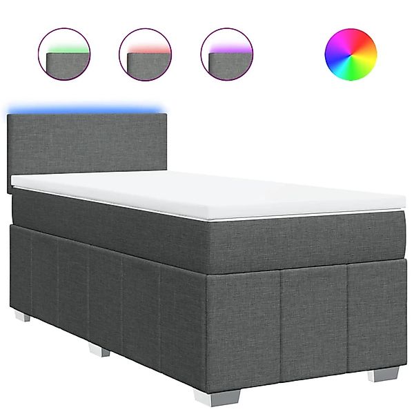 vidaXL Boxspringbett mit Matratze Dunkelgrau 90x200 cm Stoff 3289245 günstig online kaufen