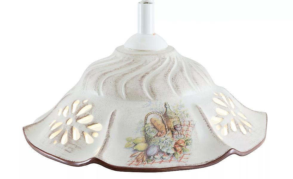 Keramik-Pendelleuchte, 1-flammig, ´Picknick` - weiß - 100 cm - Lampen & Leu günstig online kaufen