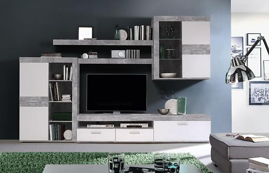 Wohnwand Zumba von Forte Beton / Weiss günstig online kaufen