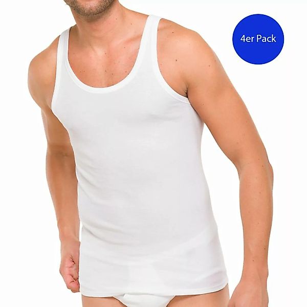 4 Schiesser Herren Unterhemd Sportjacke Cotton Basic Feinripp Essentials - günstig online kaufen