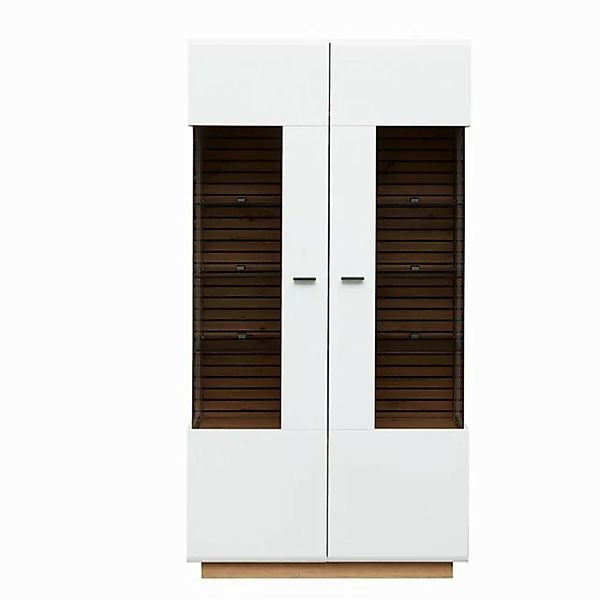 Lomadox Vitrine FALLON-55 Vitrinenschrank, weiß mit Eiche, 98cm breit günstig online kaufen