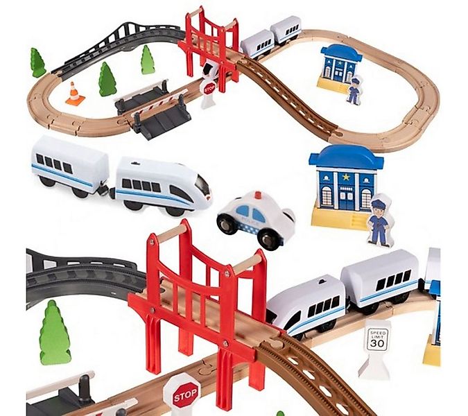 KRUZZEL Spielzeugeisenbahn-Set Holzbahn-Set für Kinder umweltfreundlich, fa günstig online kaufen