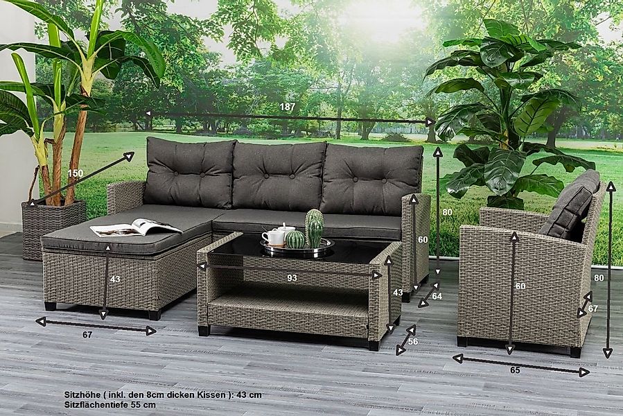 Gardissimo Gartenlounge-Set Turin Lounge / Gartenmöbelset / Polyrattan, (Se günstig online kaufen