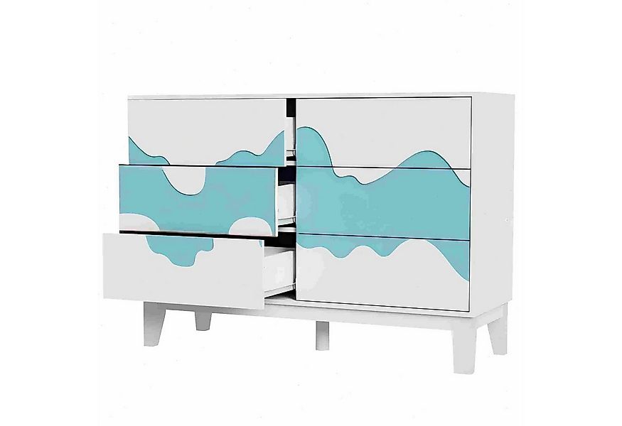 UEV Sideboard mit 6 Schubladen, Modern Kommode mit Wellenmuster Beistellsch günstig online kaufen
