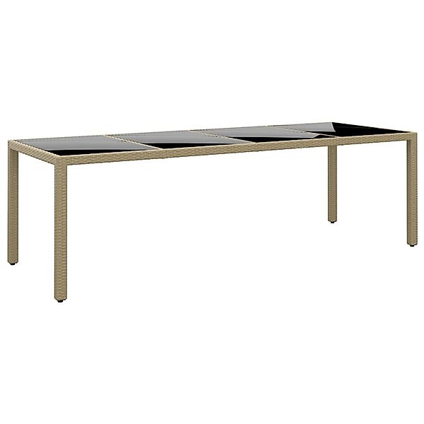 vidaXL Gartentisch mit Glasplatte Beige Poly Rattan 310594 günstig online kaufen